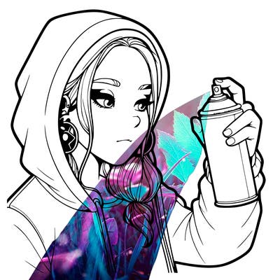 a realistic girl, spray painting