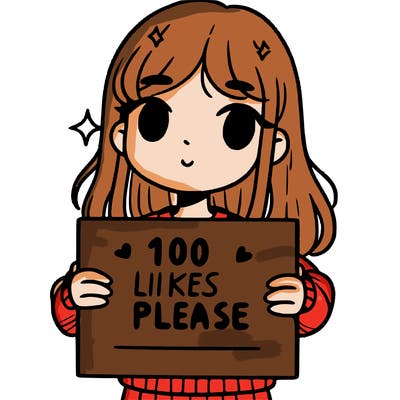 a girl holding up a sign saying 100 likes please