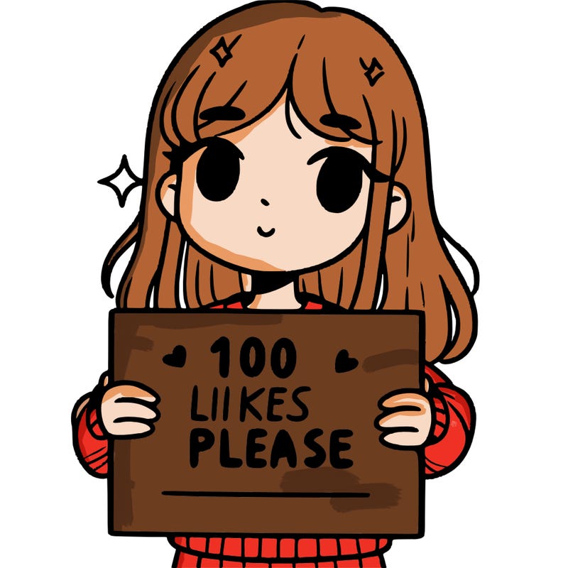 a girl holding up a sign saying 100 likes please