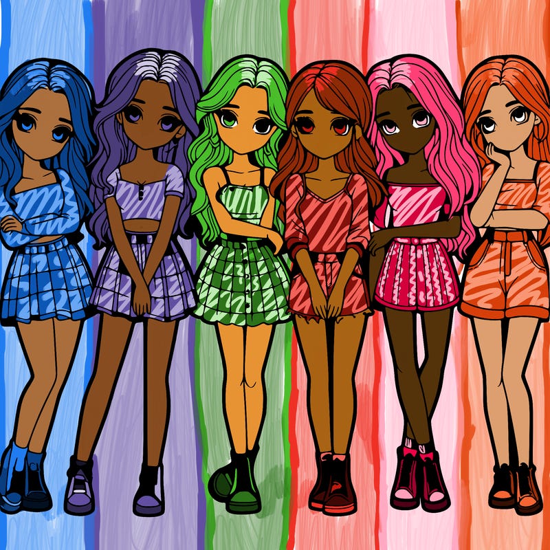 a group of girls realistic