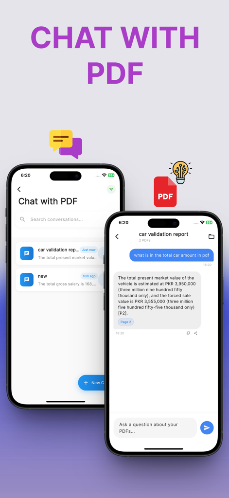Easy PDF: AI Tools, Sign, Edit - Pantallas de smartphone mostrando la interfaz de chat IA para resumir documentos PDF