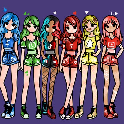 a group of girls wearing crop tops and shorts