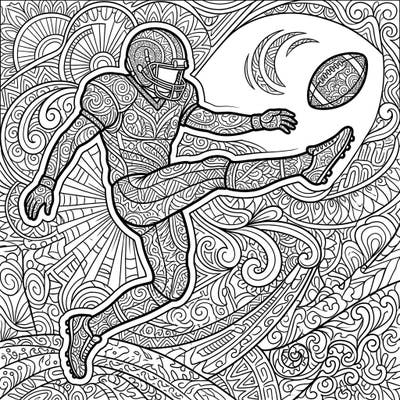 Score a creative touchdown with this unique Zentangle football kicker coloring page. Immerse yourself in intricate patterns as you bring this dynamic sports scene to life with your favorite colors.