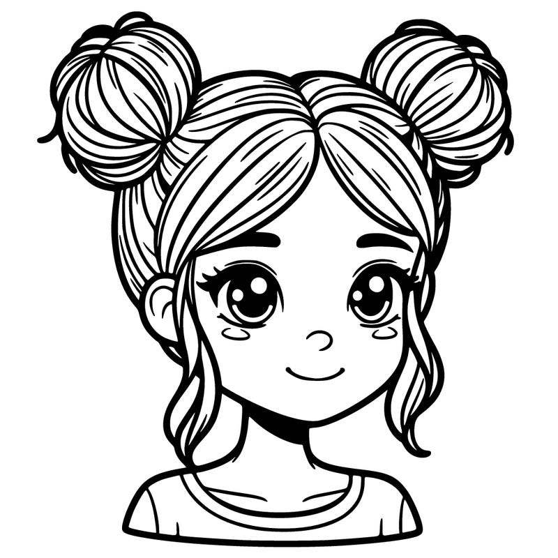 a 14 year old girl with two buns combed in her hair