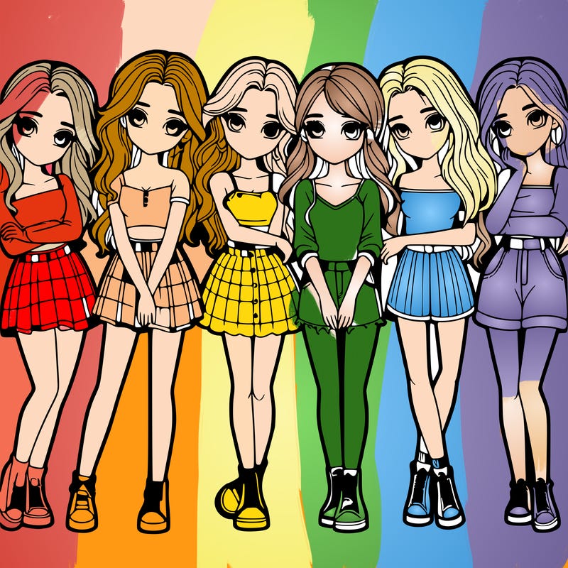 a group of girls realistic