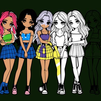 a group of girls realistic