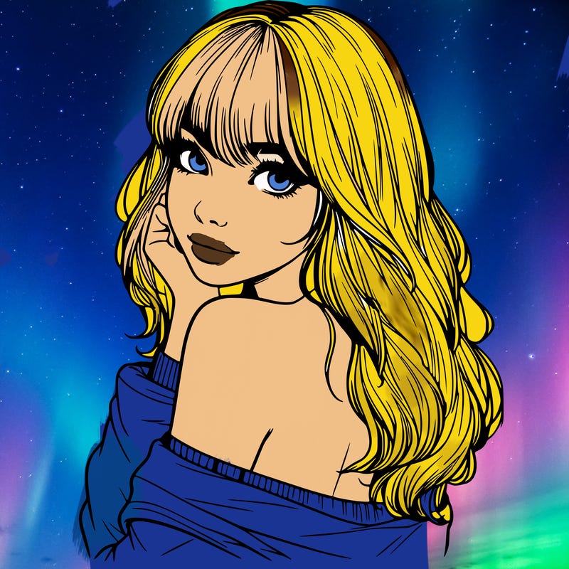 realistic girl with bangs looking over her shoulder