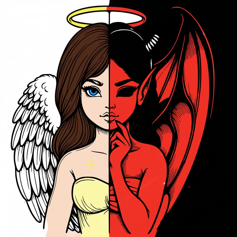 realistic angel half demon