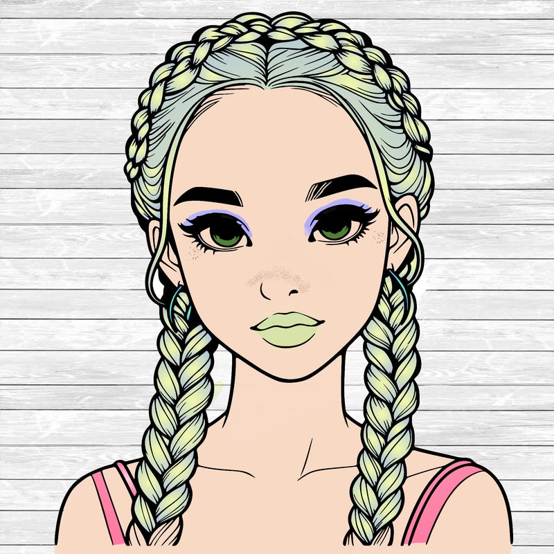 realistic girl with braids