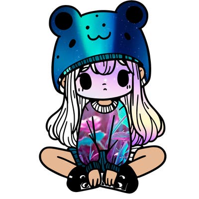 a girl wearing a frog hat and some frog socks