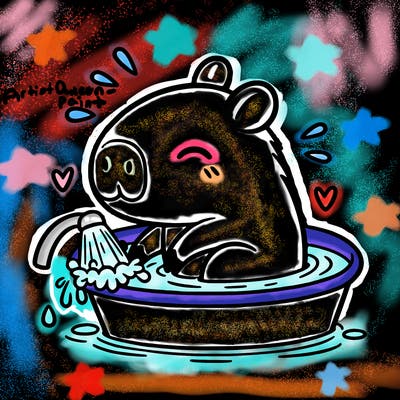 capybara taking a bath