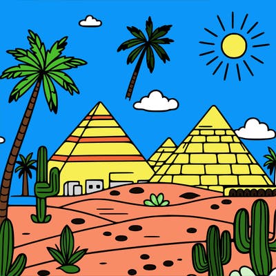 egypt sunny prymids palm trees