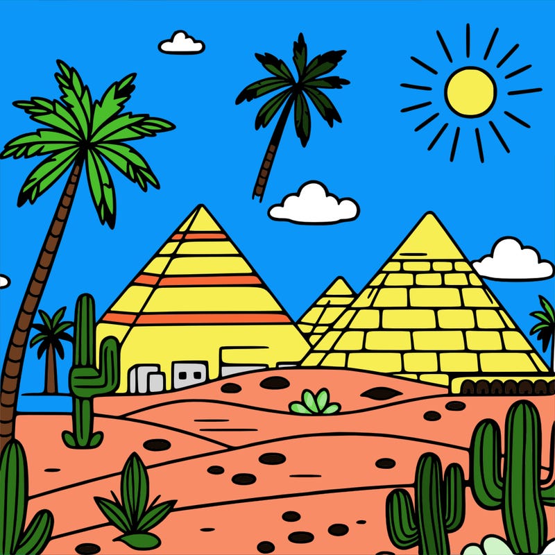 egypt sunny prymids palm trees
