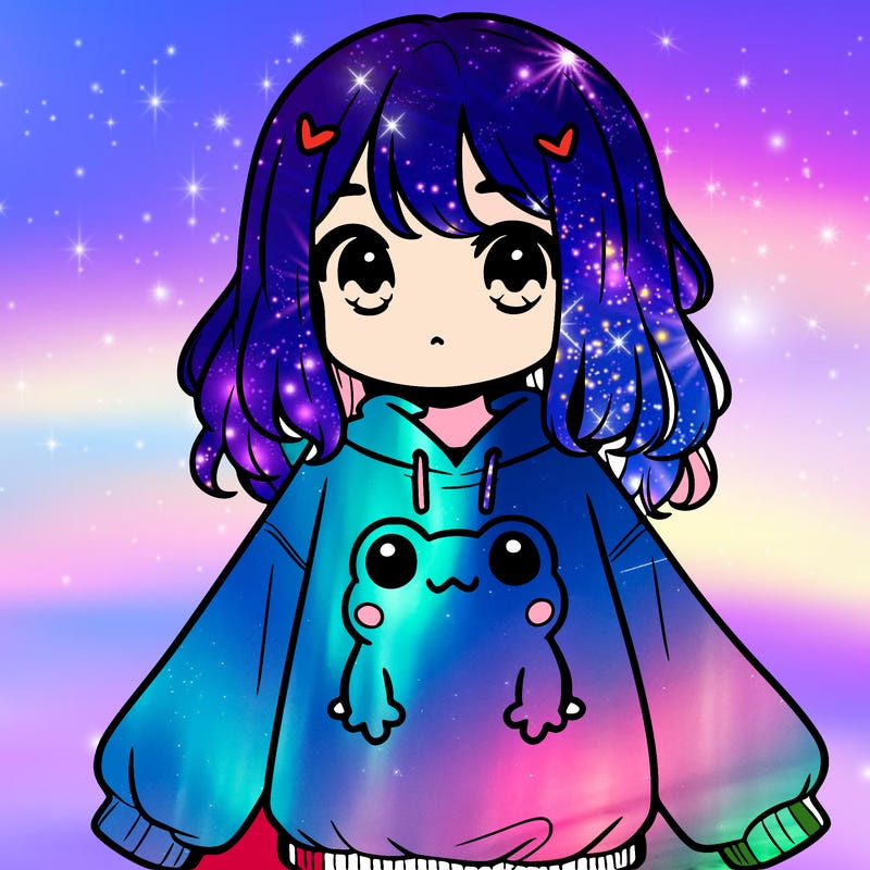 girl wearing frogging sweatshirt