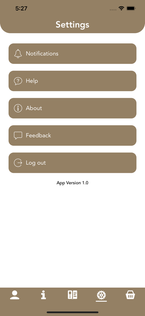 Aashiq's indian Restaurant - Settings screen of the Aashiqs Indian Restaurant mobile app showing various menu options.