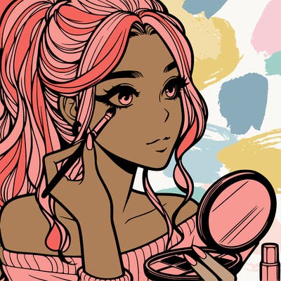 a realistic girl doing her makeup