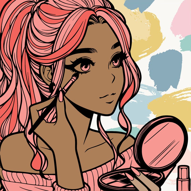 a realistic girl doing her makeup