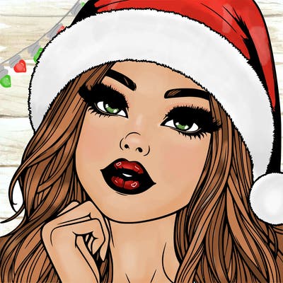 realistic christmas girl with lips