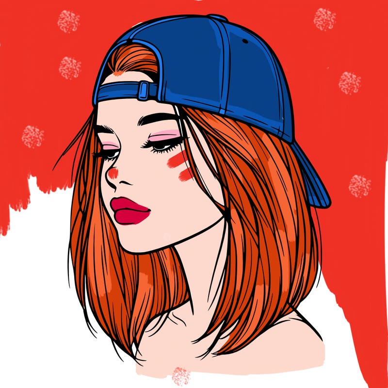 realistic  girl with a backwards hat