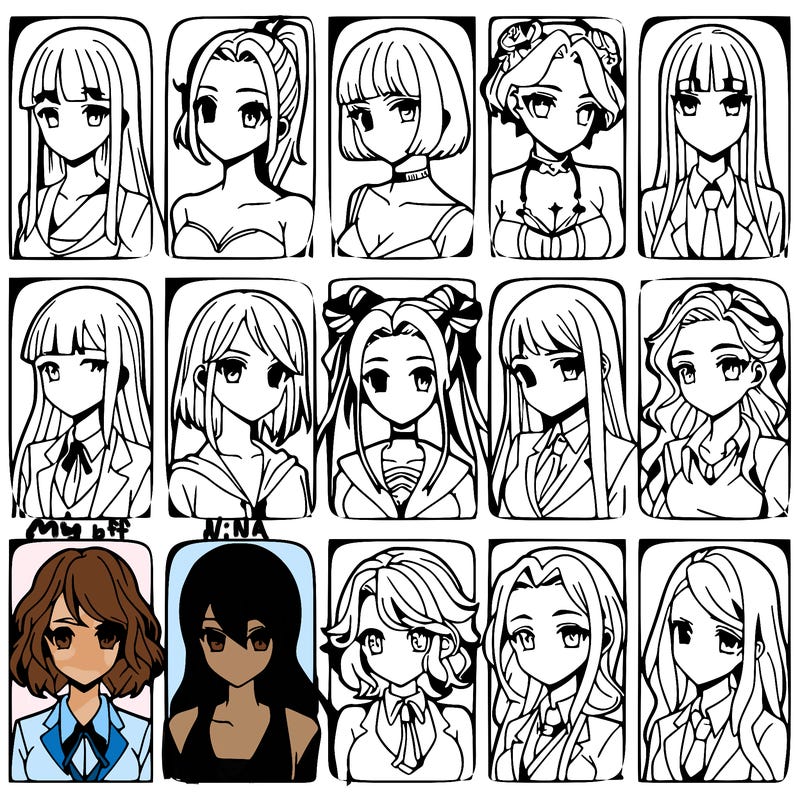 girls that look diffrent anime