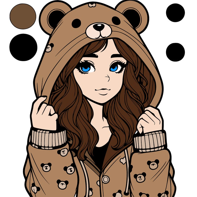 realistic girl in a animal pjs hoodie