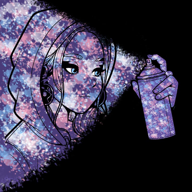 a realistic girl, spray painting