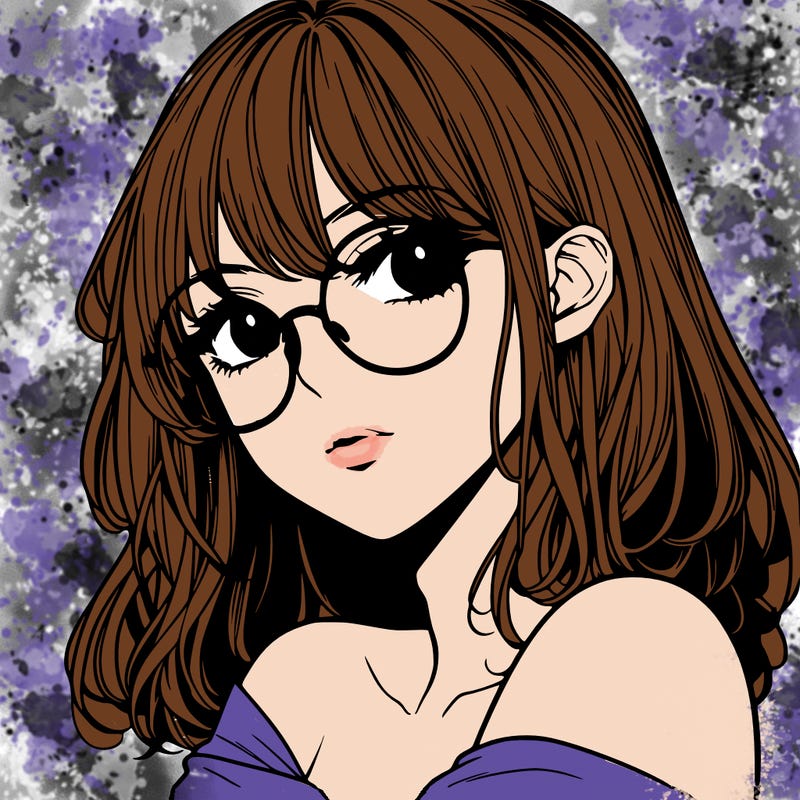 manga woman character with glasses and nice lips