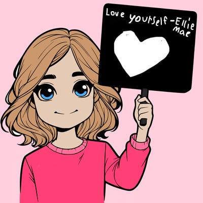 realistic girl holding up a sign