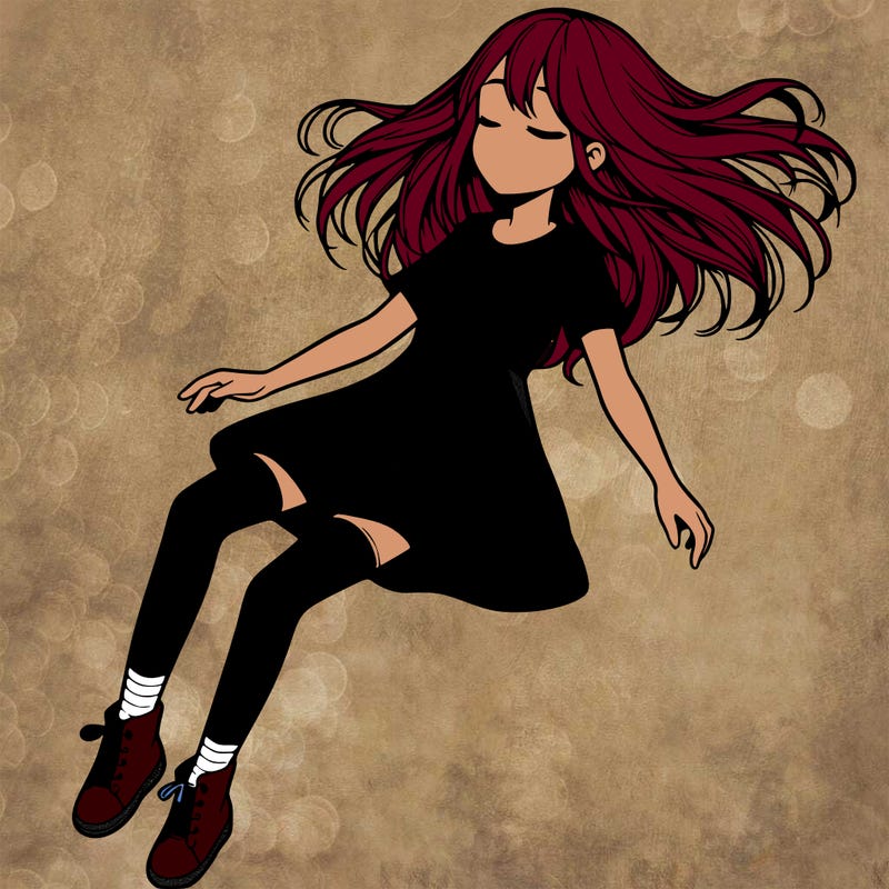 realistic girl floating