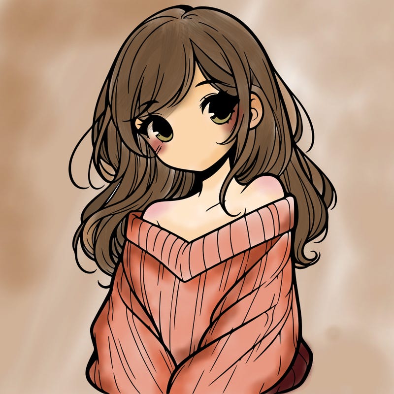shy pretty girl wearing a sweater that is falling off one shoulder portrait