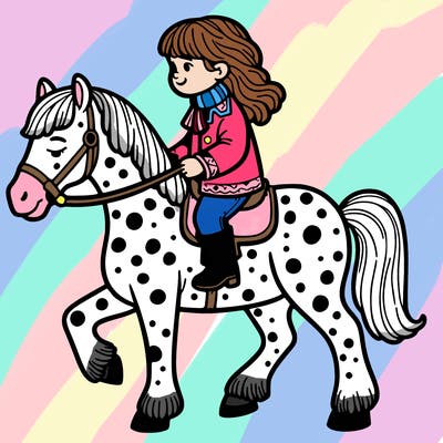 girl riding spotted horse