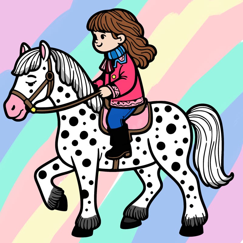 girl riding spotted horse