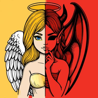 realistic angel half demon