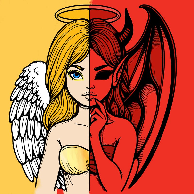 realistic angel half demon