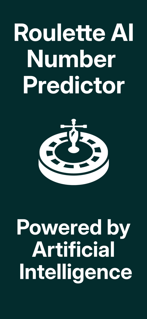 Splash screen of the Roulette AI Number Predictor app showing a roulette wheel icon and text stating it is powered by artificial intelligence.