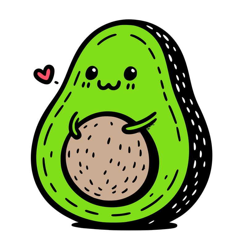 an avocado hugging an avocado