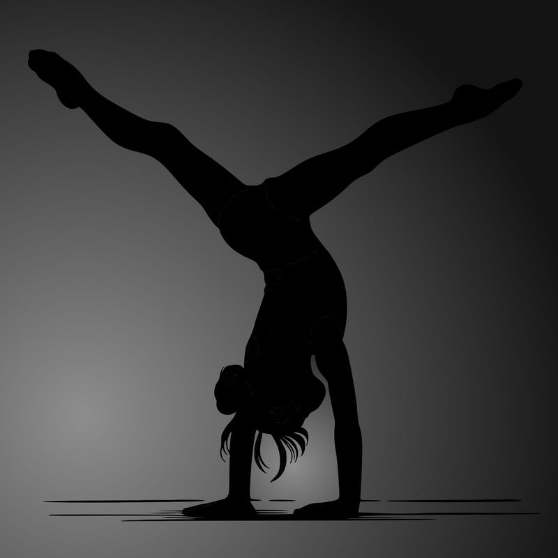 realistic gymnastic hand stand girl in four splits