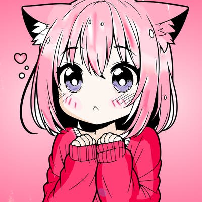 shy anime catgirl