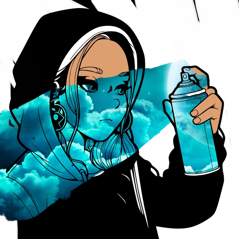 a realistic girl, spray painting