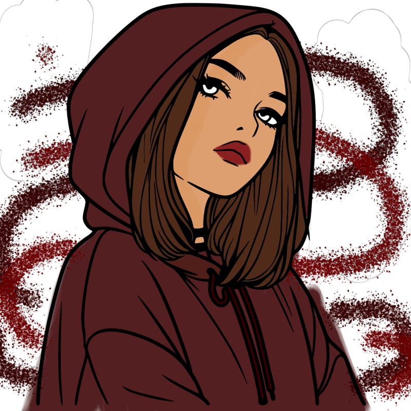 a realistic girl in a hoodie