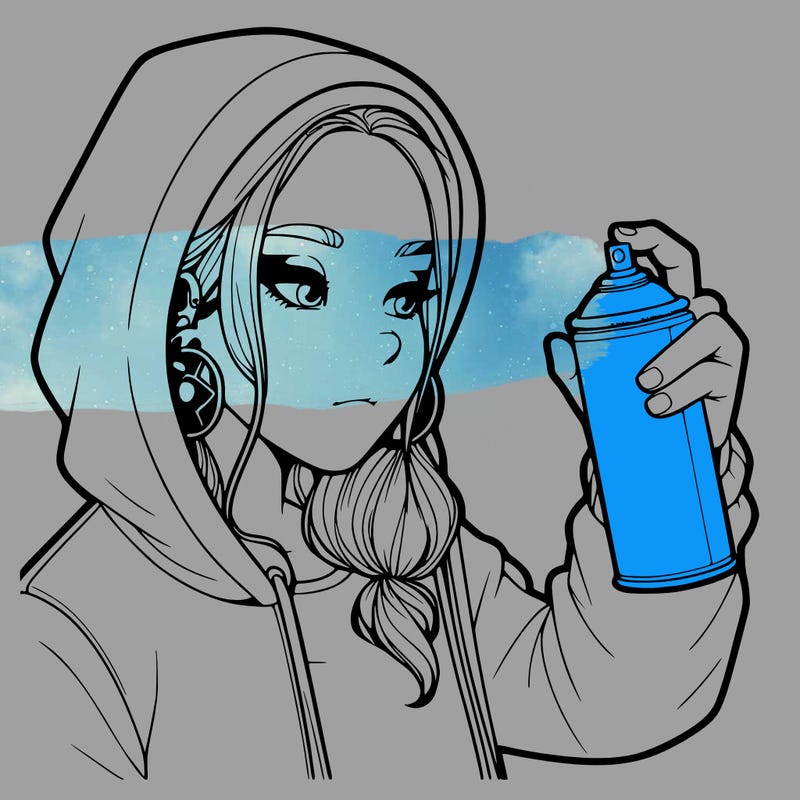 a realistic girl, spray painting