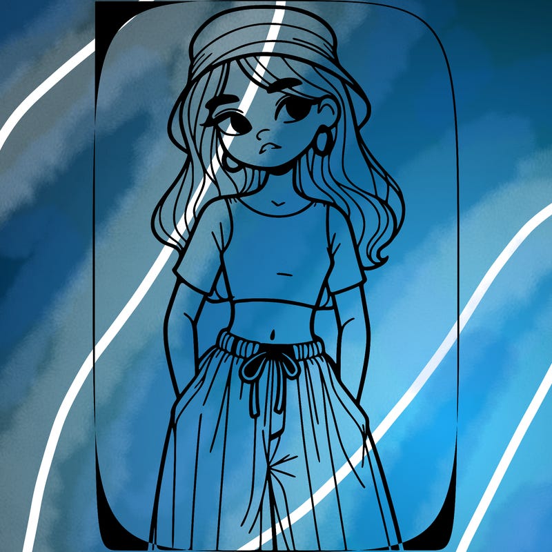 girl in baggy pants with crop top