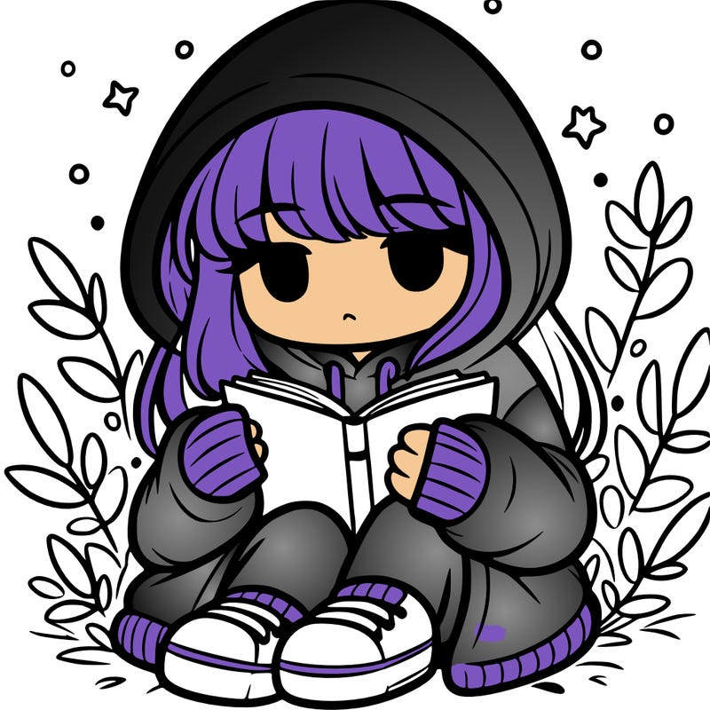 girl in oversized hoodie reading a book