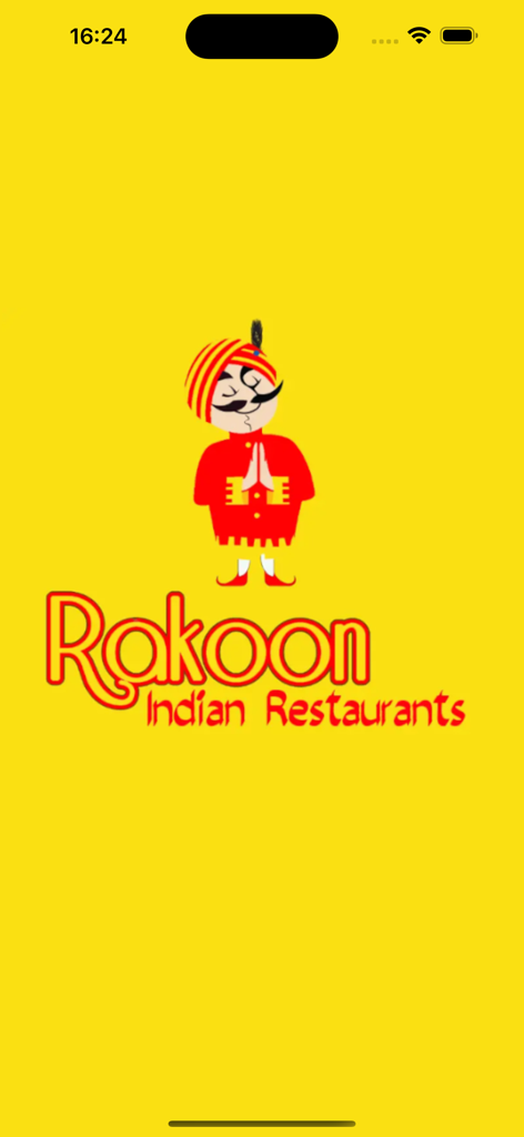 Rakoon Restaurants - Rakoon Indian Restaurants splash screen with brand logo and cartoon character