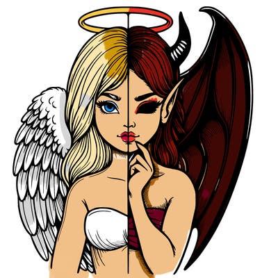 realistic angel half demon