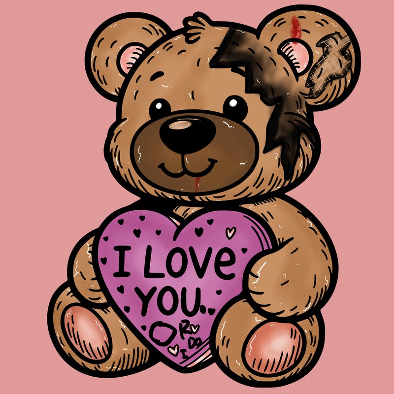 teddy bear holding an i love you heart