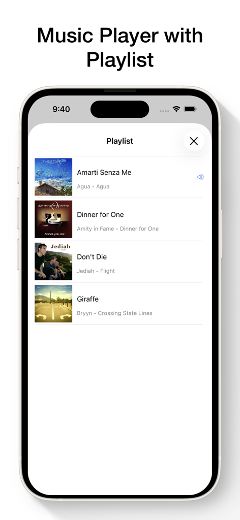 In-app music player with a custom playlist for audio files managed within Zip and RAR File Extractor.
