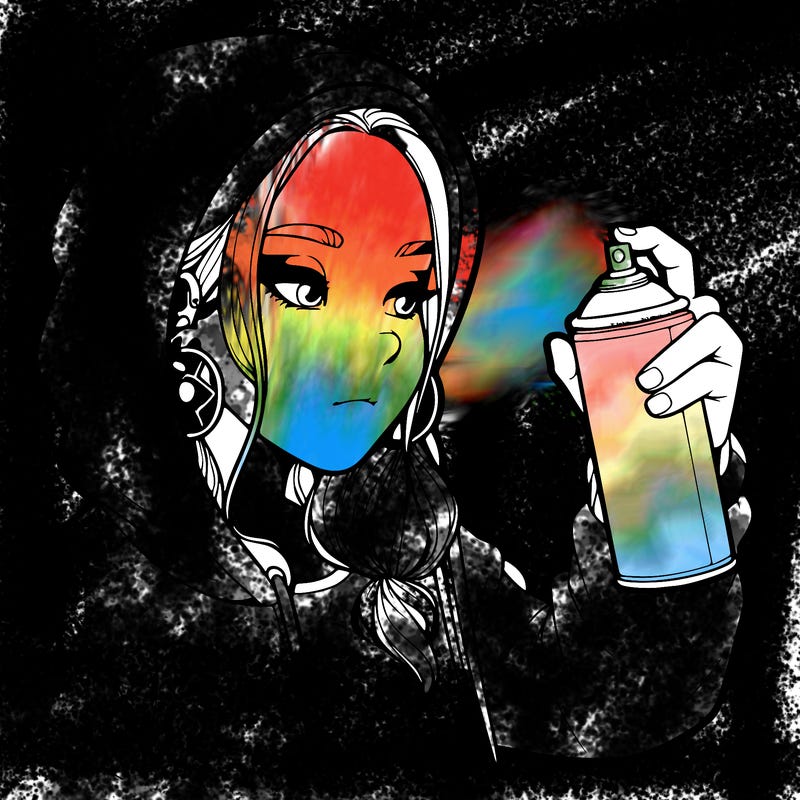 a realistic girl, spray painting