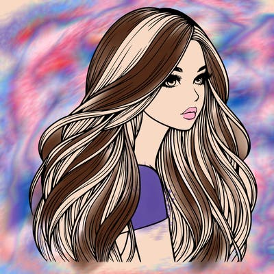 realistic girl with long realistic hair