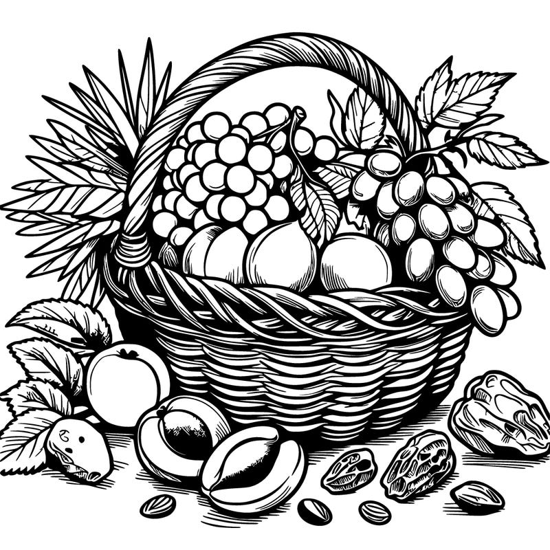 a fruit basket from morocco with apricots, dates and grapes